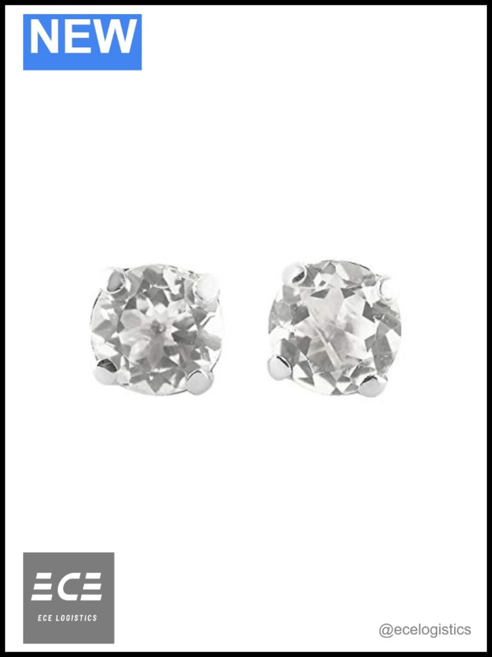 Sterling Silver Danburite Post Earrings 5mm Faceted Round Prong Set